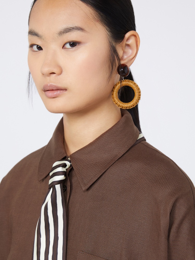 Raffia and resin earrings - CARAMEL