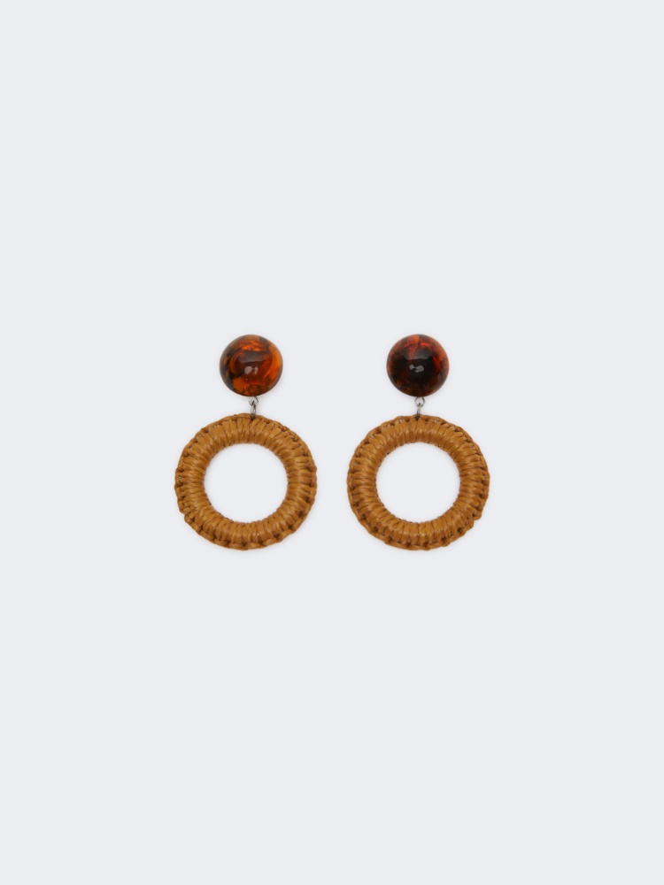 Raffia and resin earrings - CARAMEL - 1
