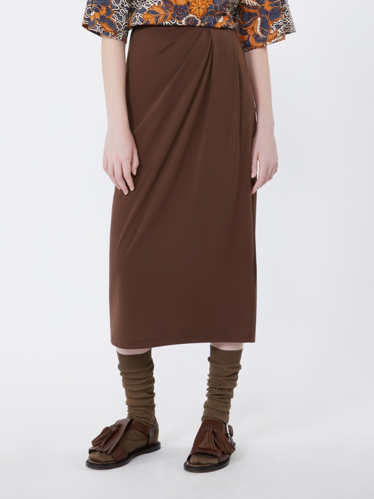 [ラッポレ] リヨセル ビスコース ジャージー スカート - CHOCOLATE - 2
