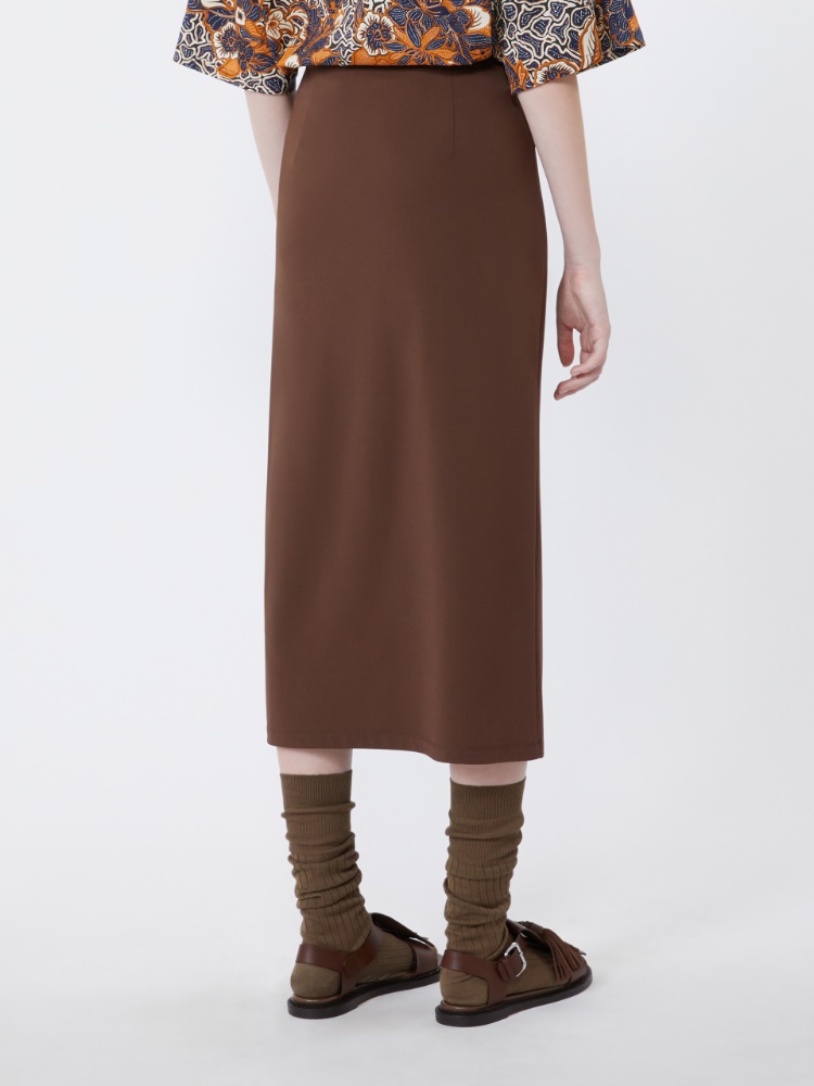 [ラッポレ] リヨセル ビスコース ジャージー スカート - CHOCOLATE - 3