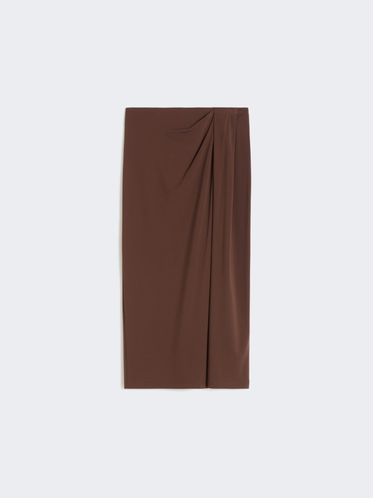 [ラッポレ] リヨセル ビスコース ジャージー スカート - CHOCOLATE - 5