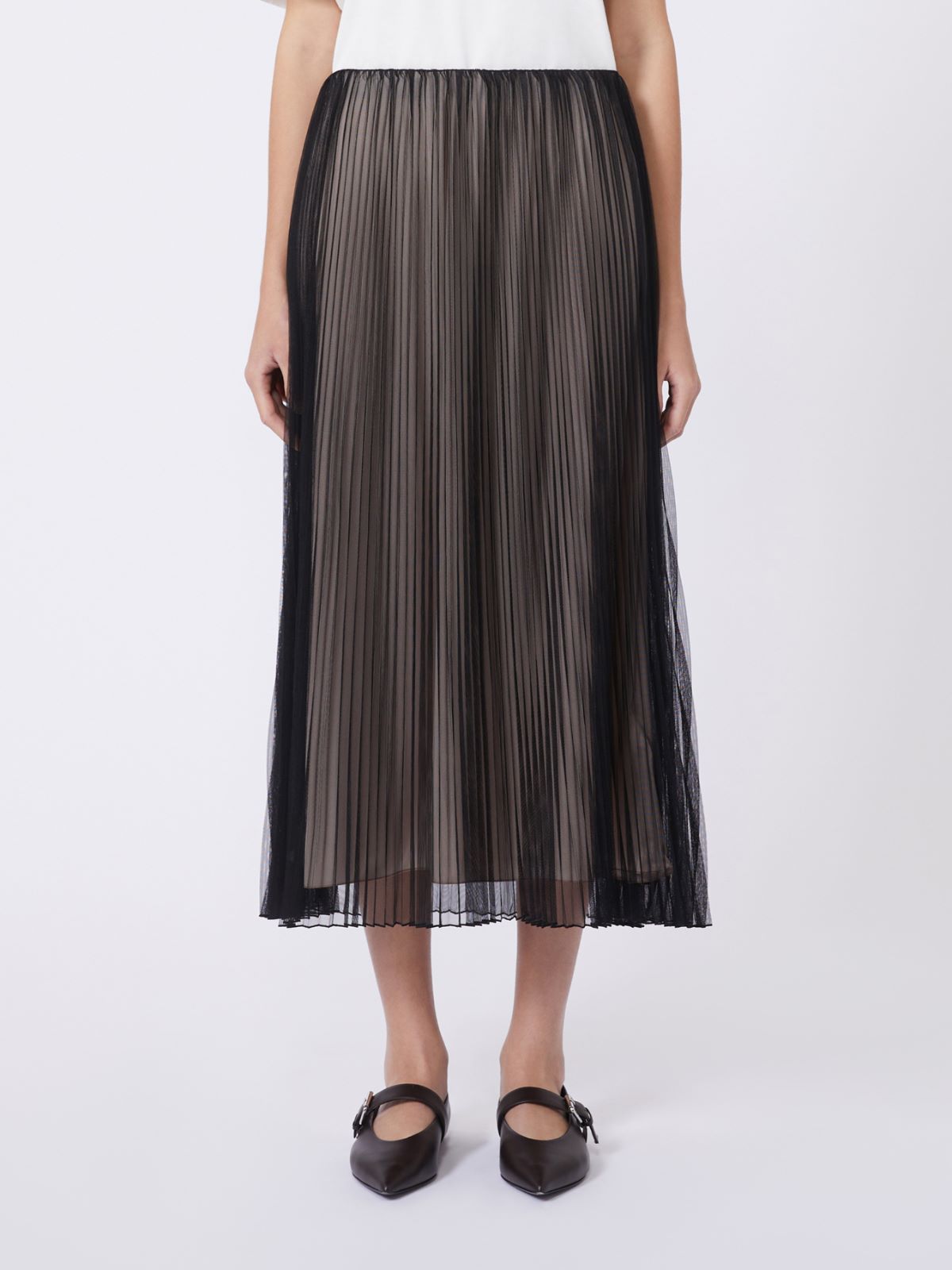 Plissé-pleated tulle skirt - BLACK - Max Mara - 4