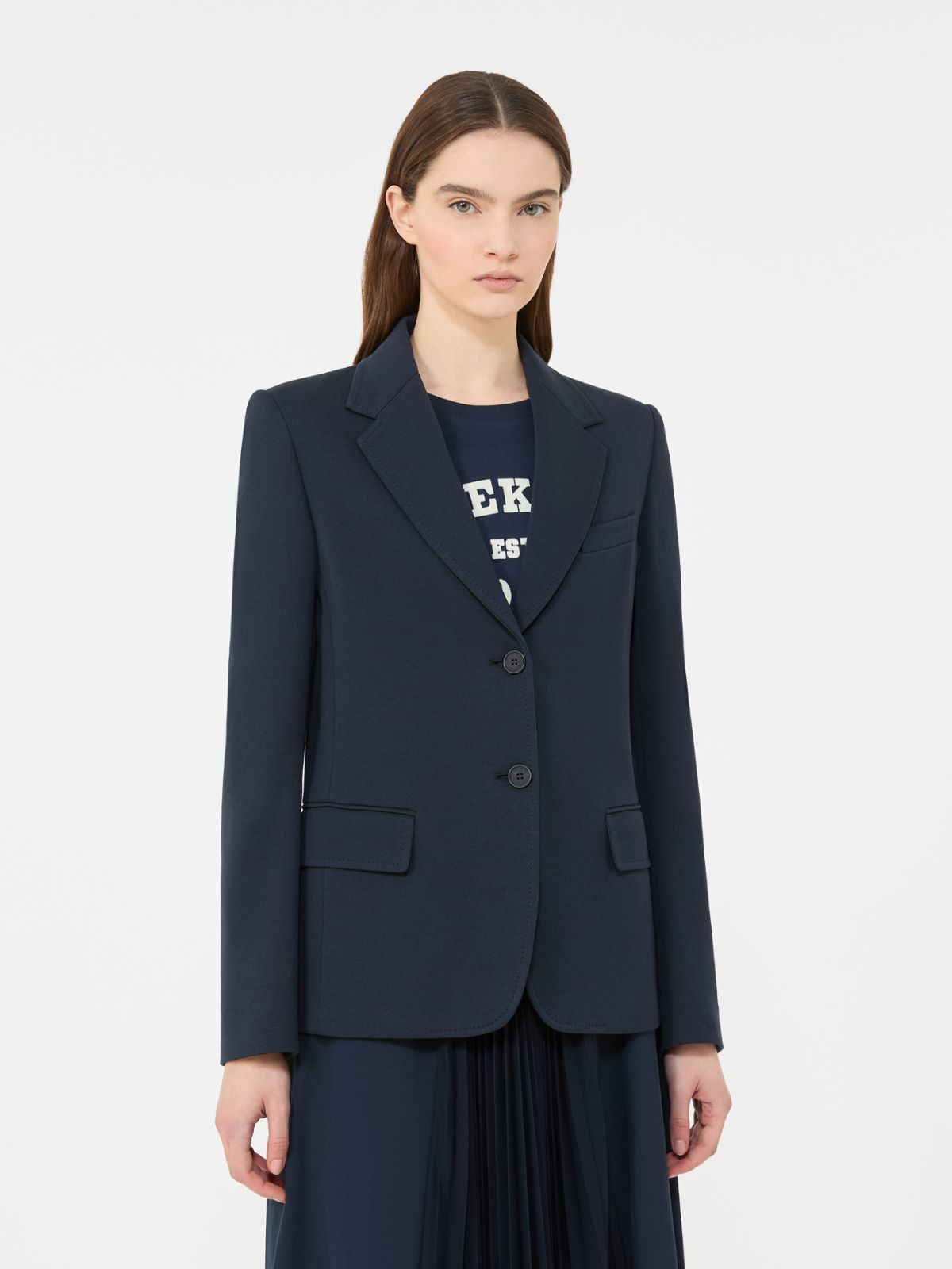 Cotton jersey blazer - NAVY - Max Mara - 5
