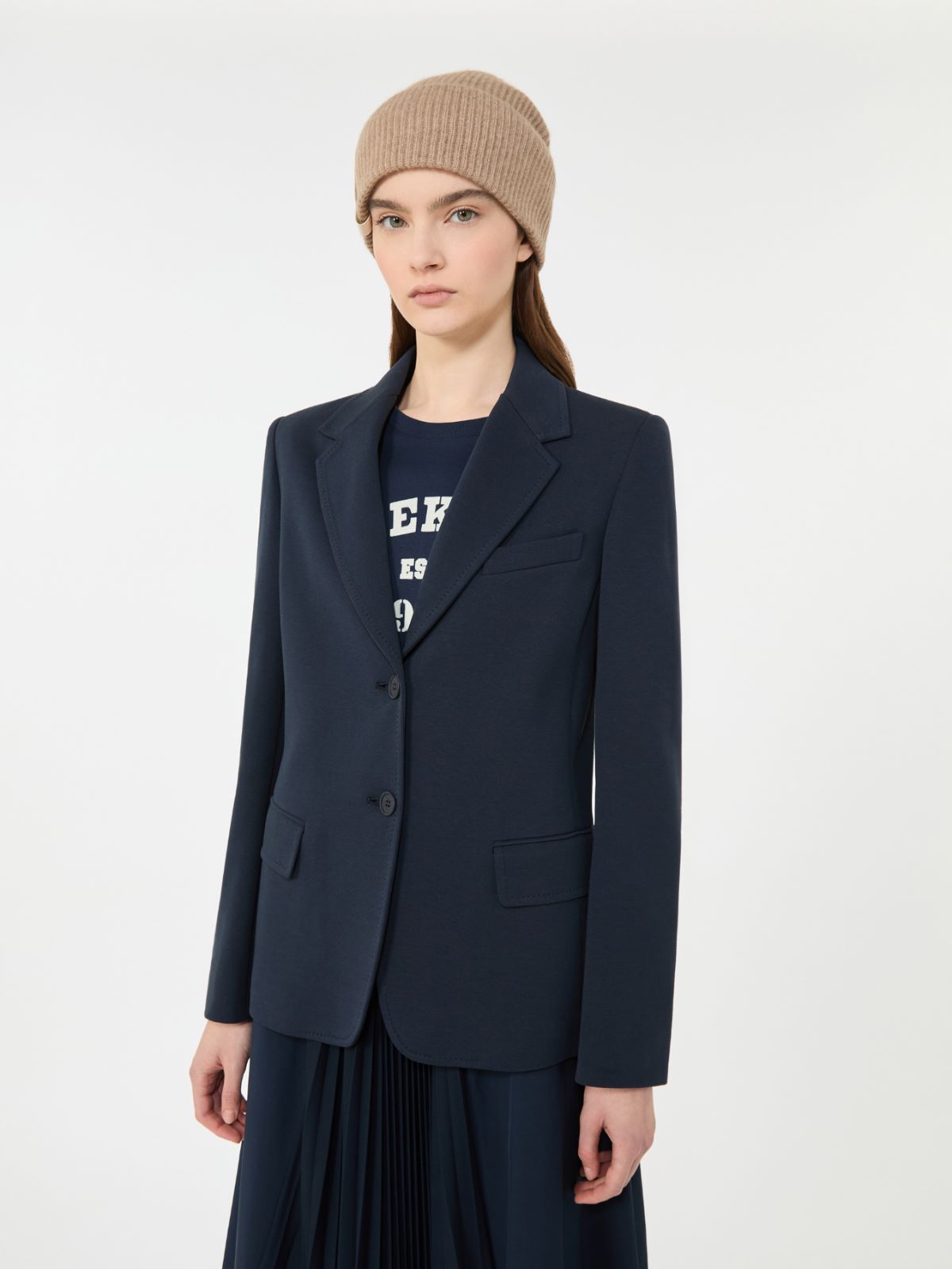 Cotton jersey blazer - NAVY - Max Mara - 5