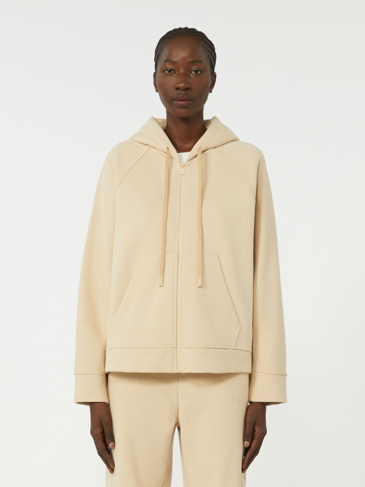 Cotton zip-up sweatshirt - SAND - Max Mara - 5