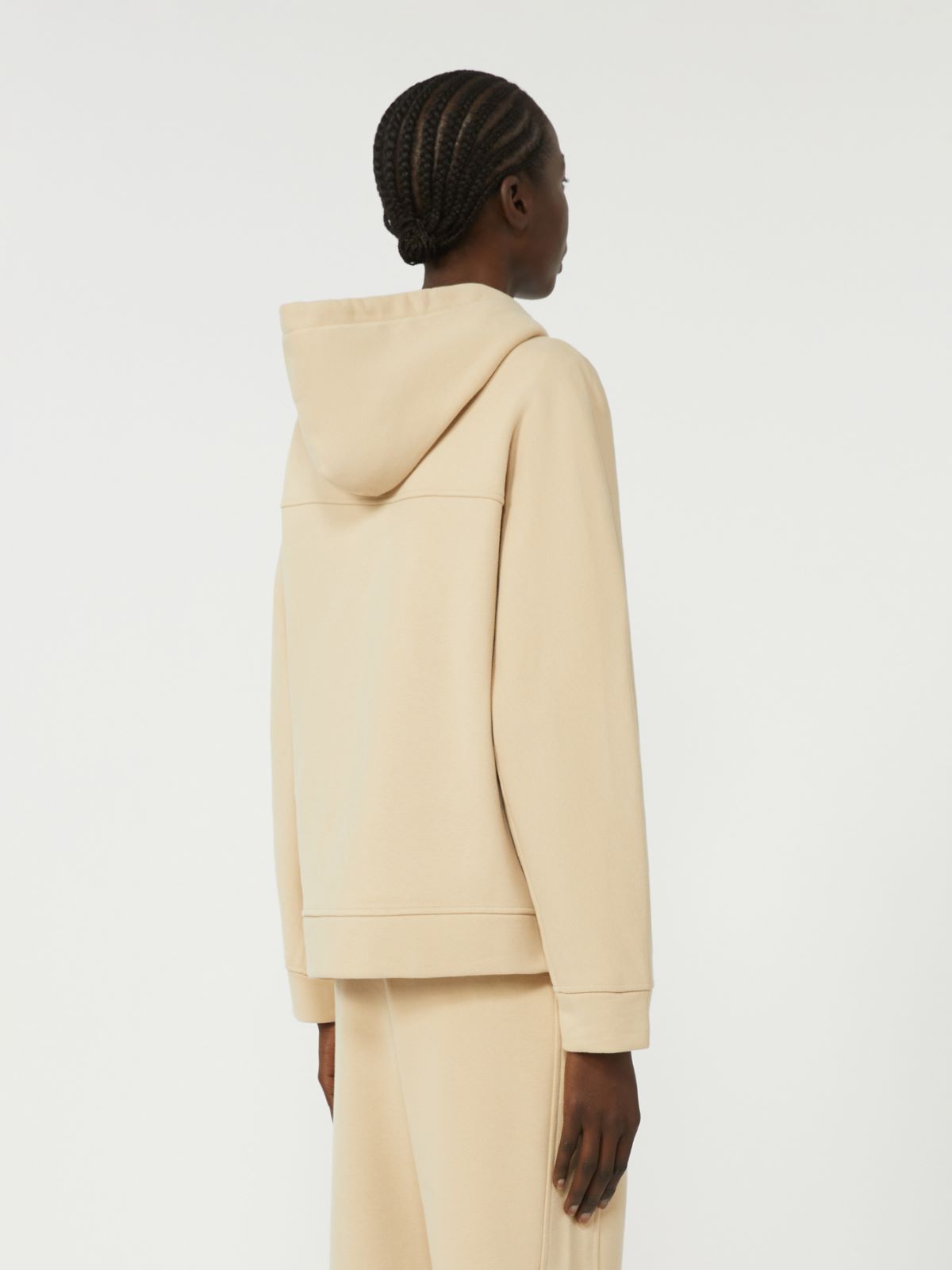 Cotton zip-up sweatshirt - SAND - Max Mara - 5