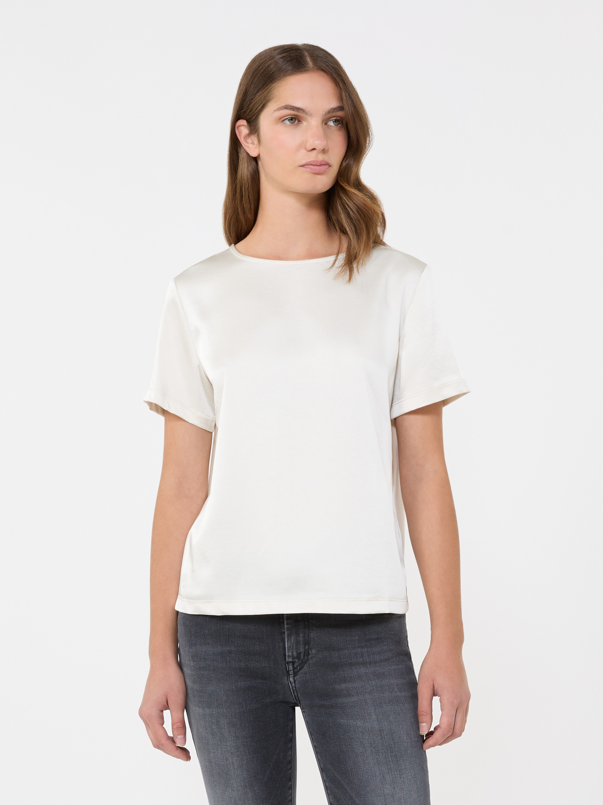 T-shirt en satin et jersey - ECRU - Max Mara - 2