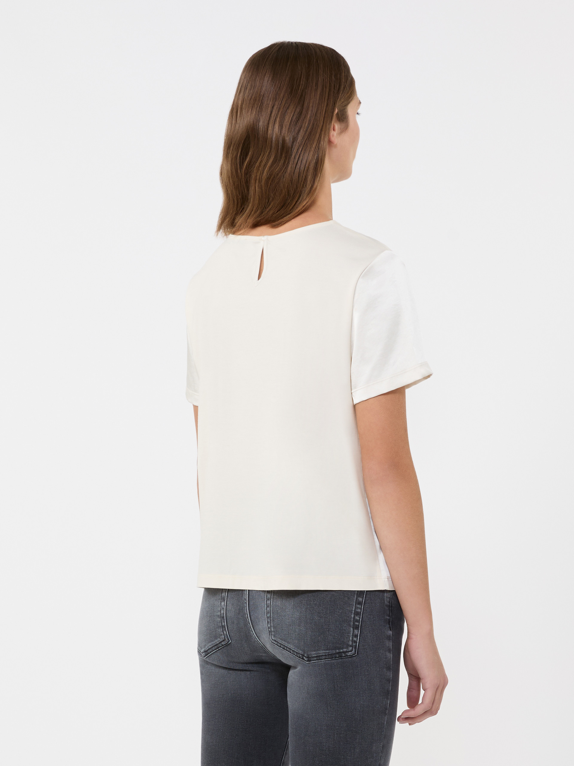 T-shirt en satin et jersey - ECRU - Max Mara - 3