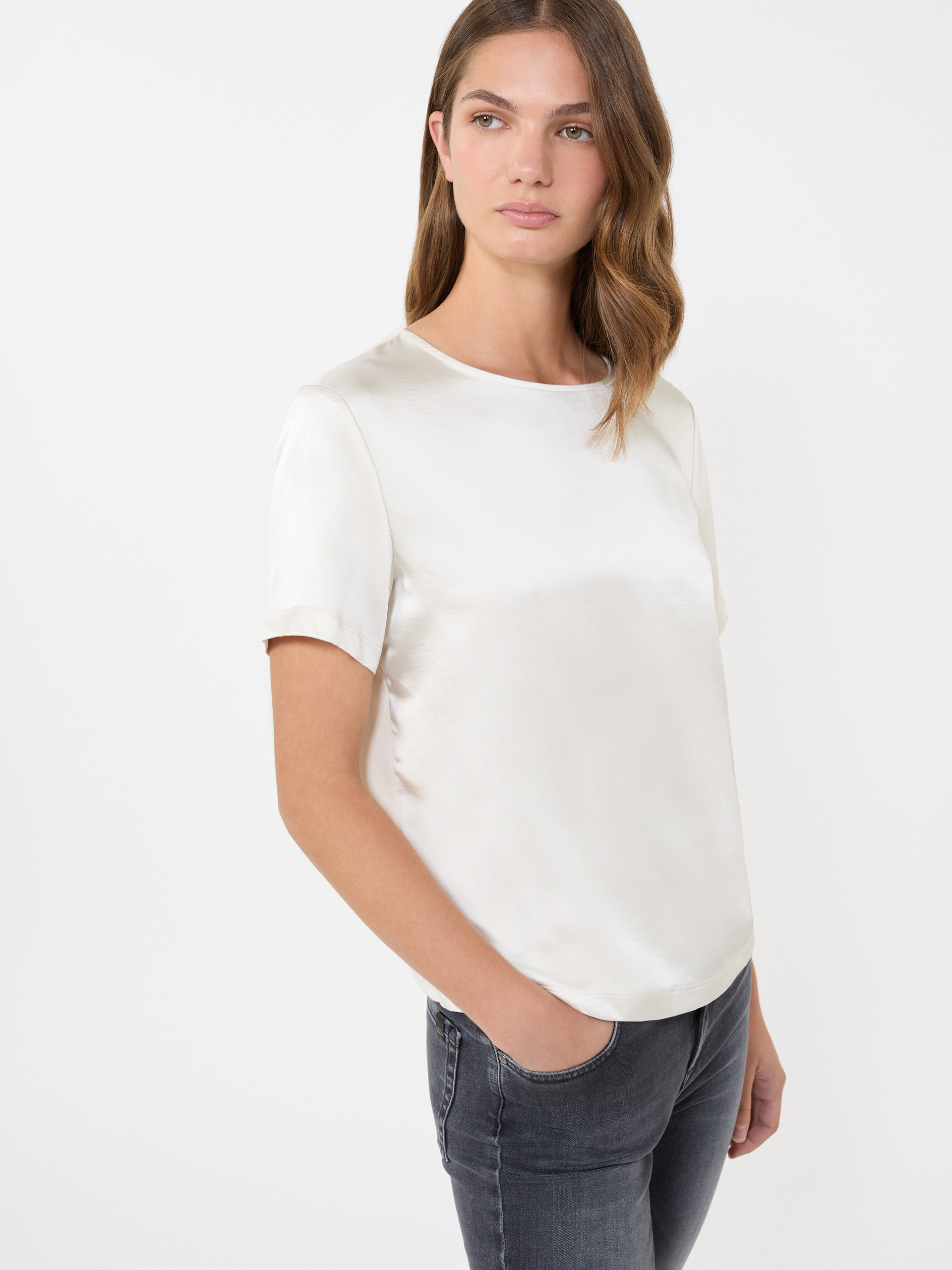 T-shirt en satin et jersey - ECRU - Max Mara - 4
