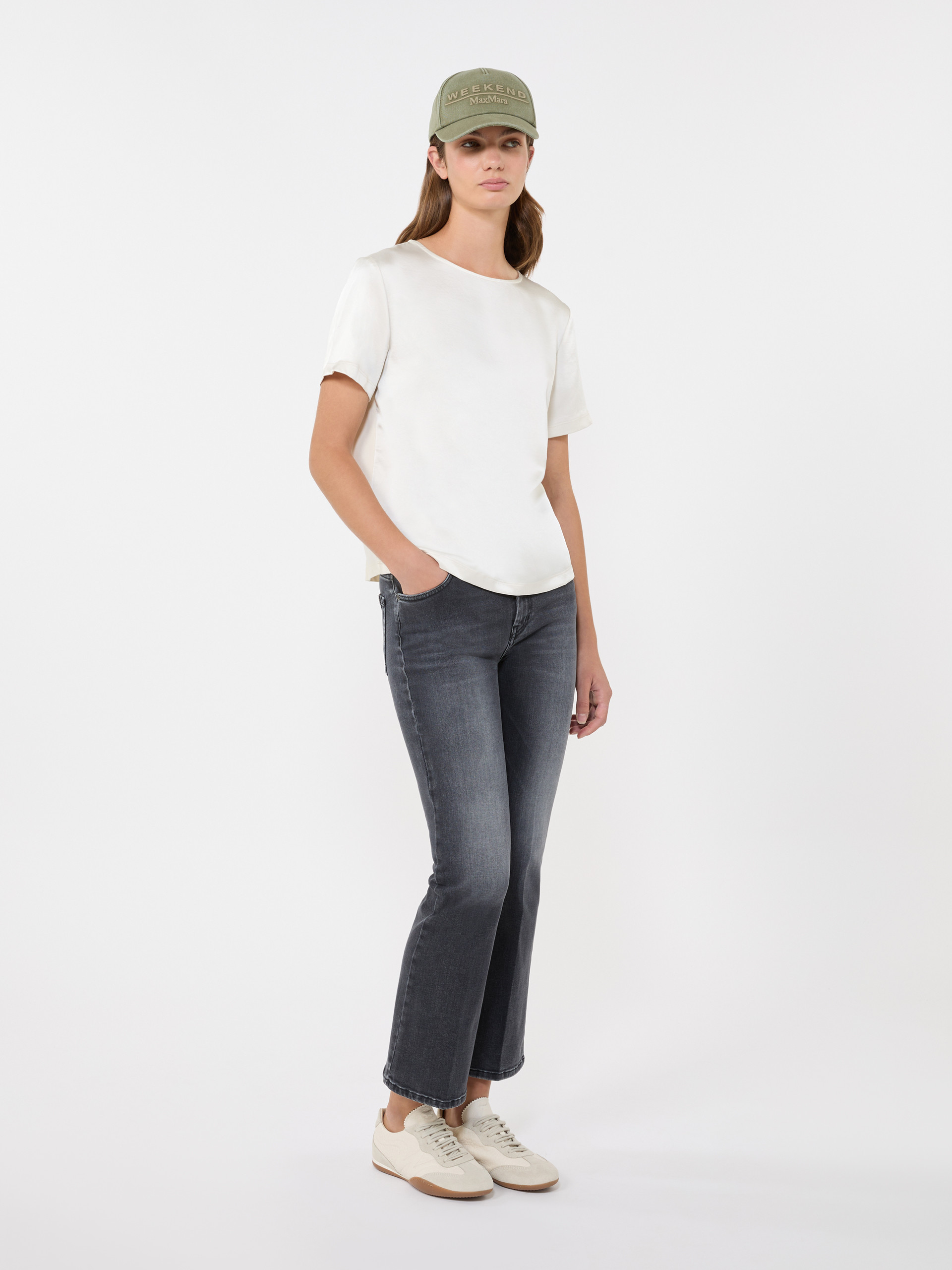 T-shirt en satin et jersey - ECRU - Max Mara