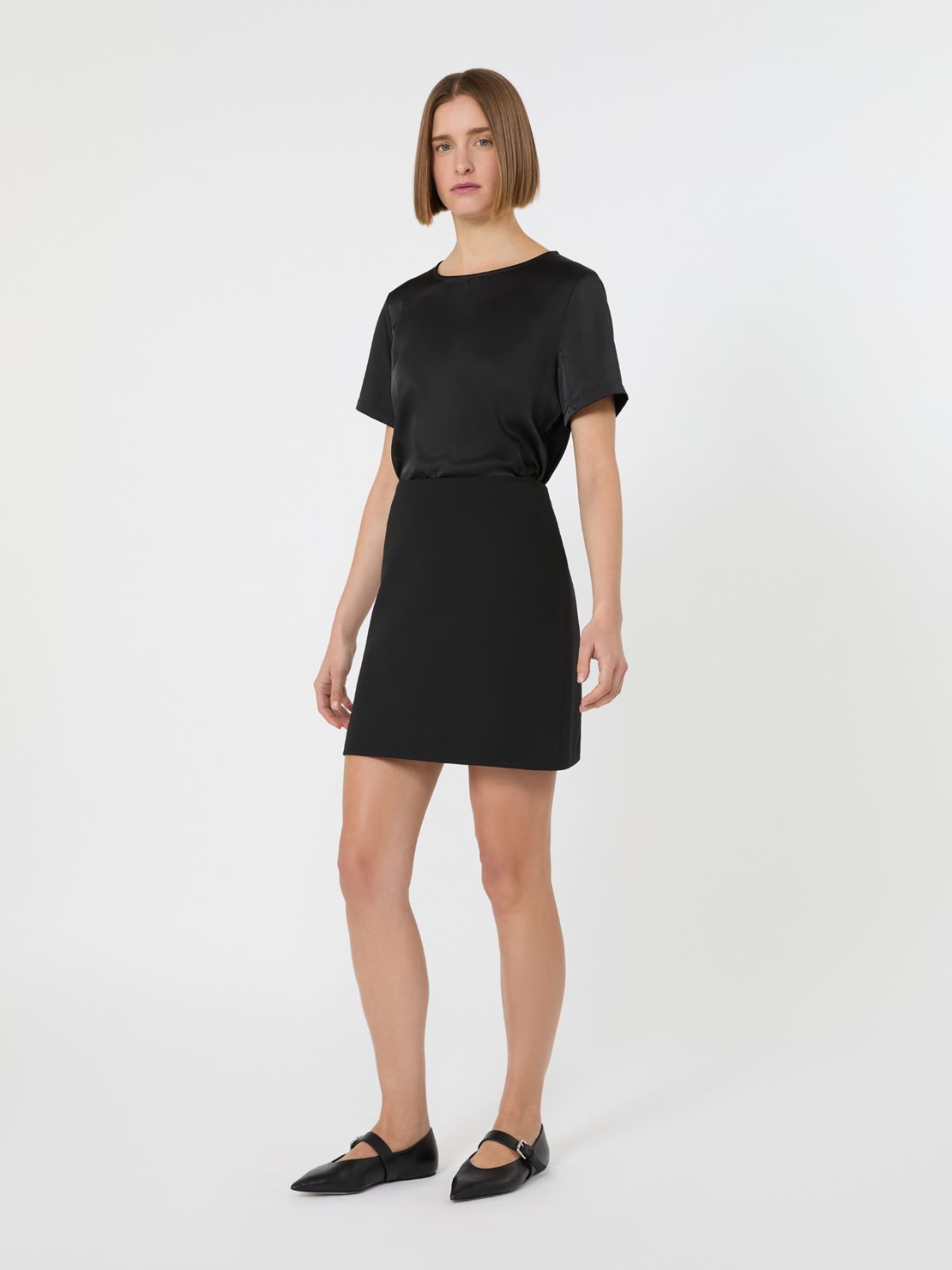 Satin and jersey T-shirt - BLACK - Max Mara - 6