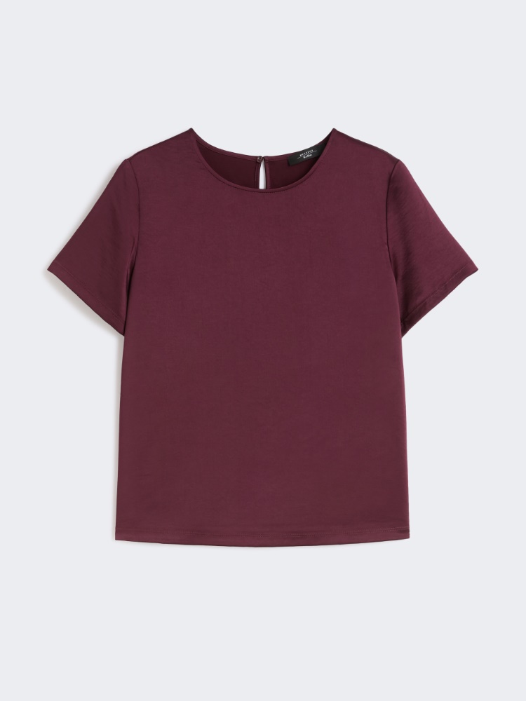 Satin and jersey T-shirt - BORDEAUX - Max Mara