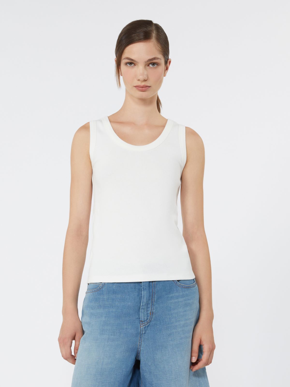 Stretch cotton top - WHITE - Max Mara - 2