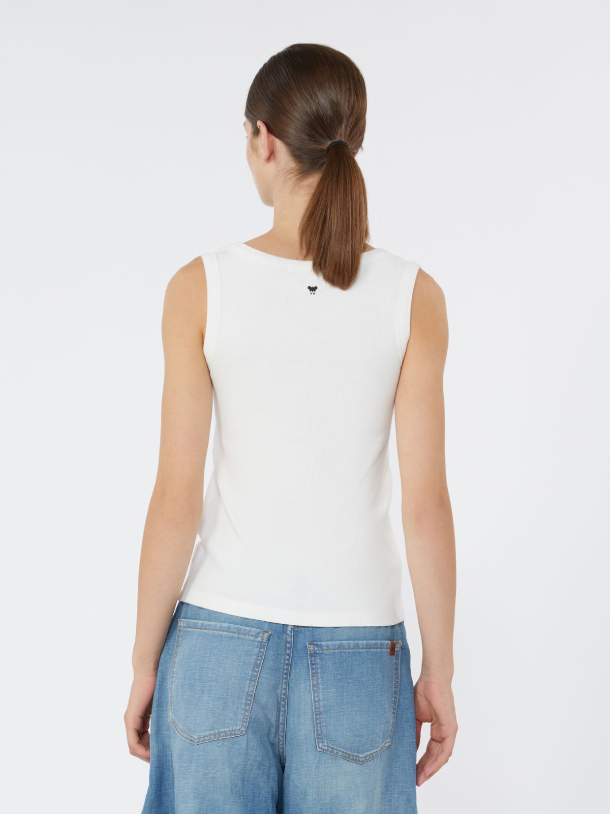 Stretch cotton top - WHITE - Max Mara - 3
