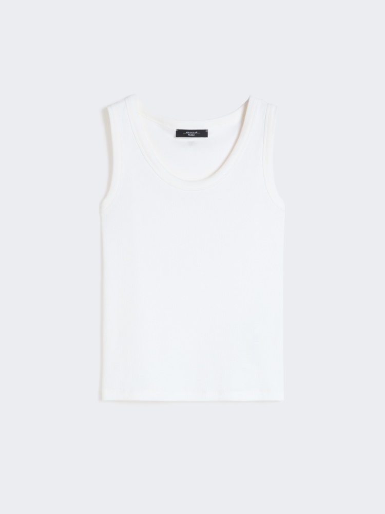 Stretch cotton top - WHITE - Max Mara