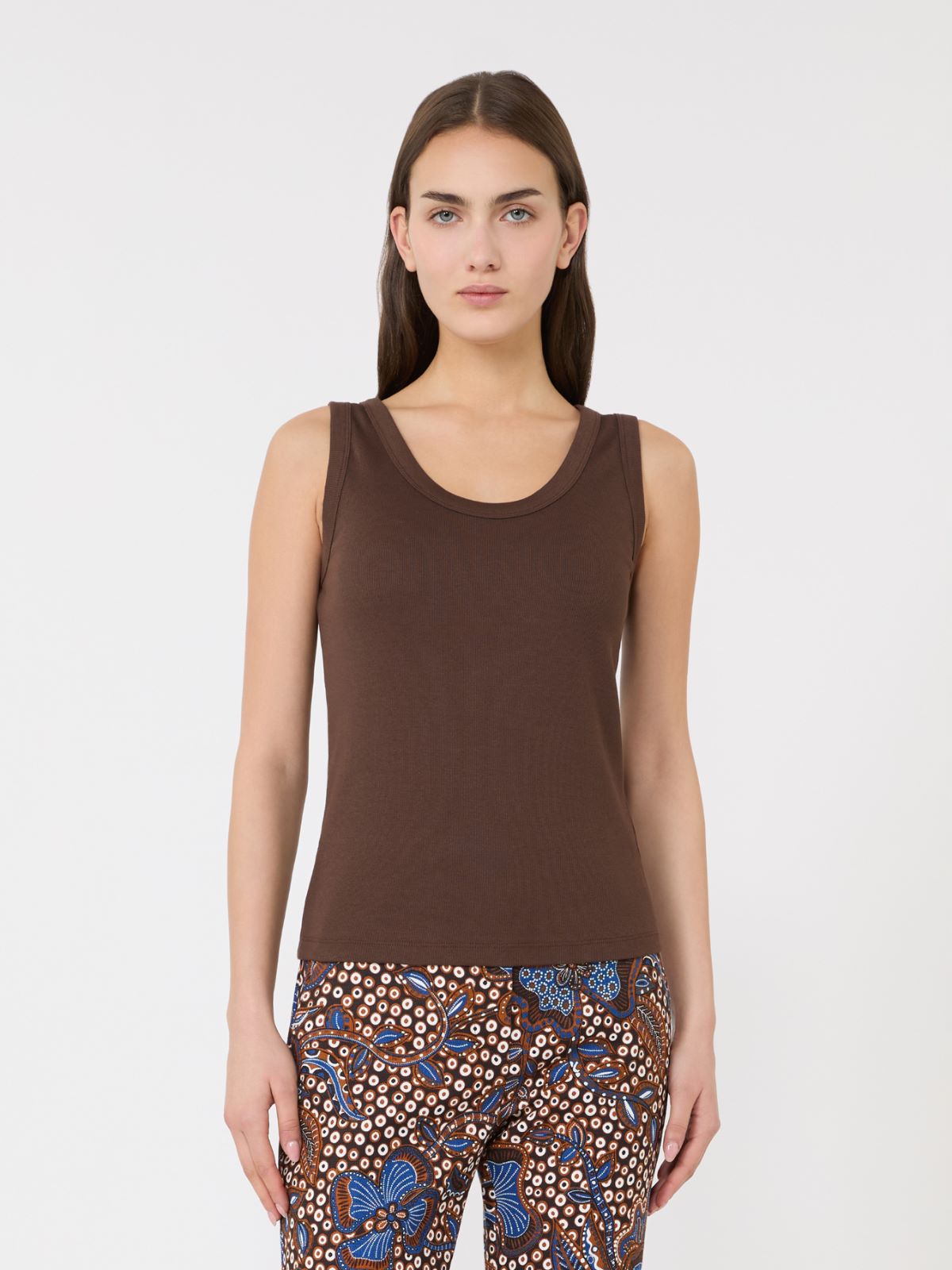 Stretch cotton top - CHOCOLATE - Max Mara - 2