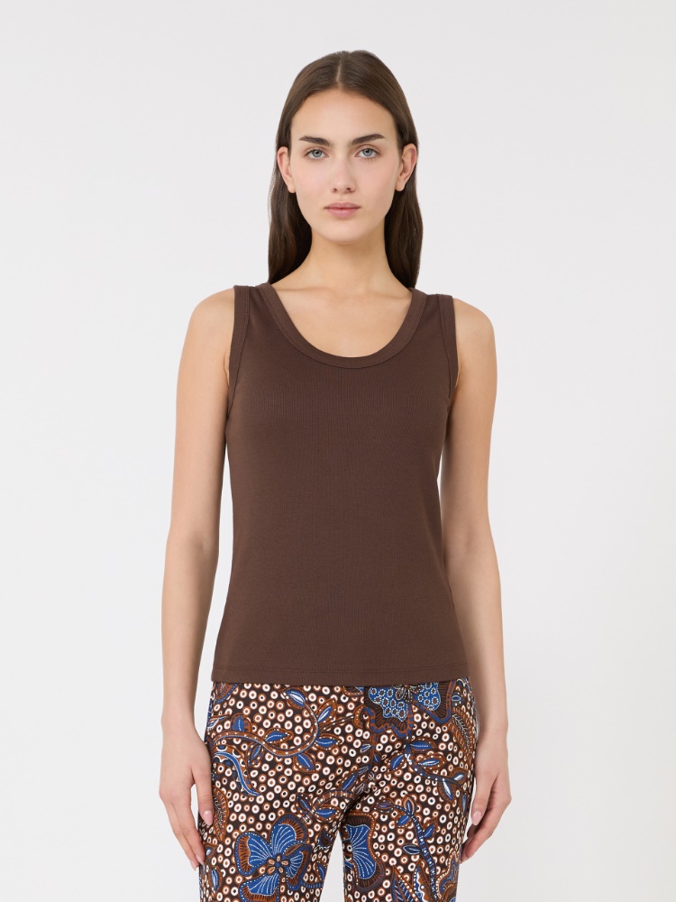 Stretch cotton top - CHOCOLATE - Max Mara - 2