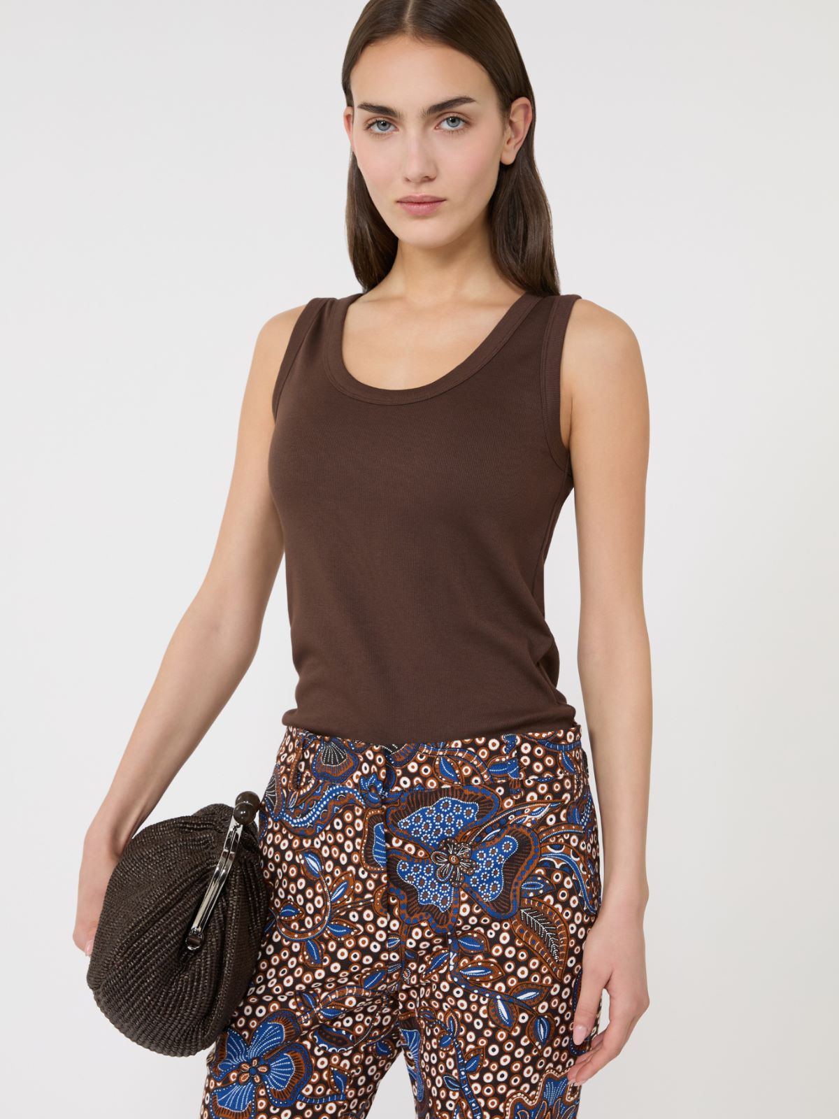 Stretch cotton top - CHOCOLATE - Max Mara - 4