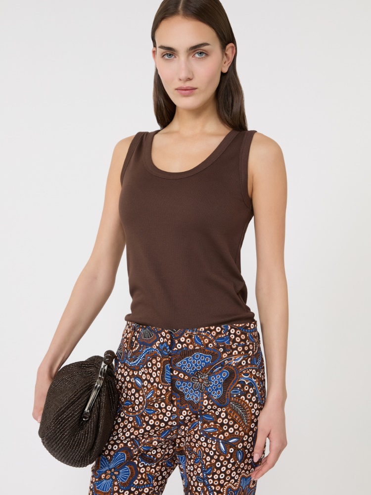 Stretch cotton top - CHOCOLATE - Max Mara - 4