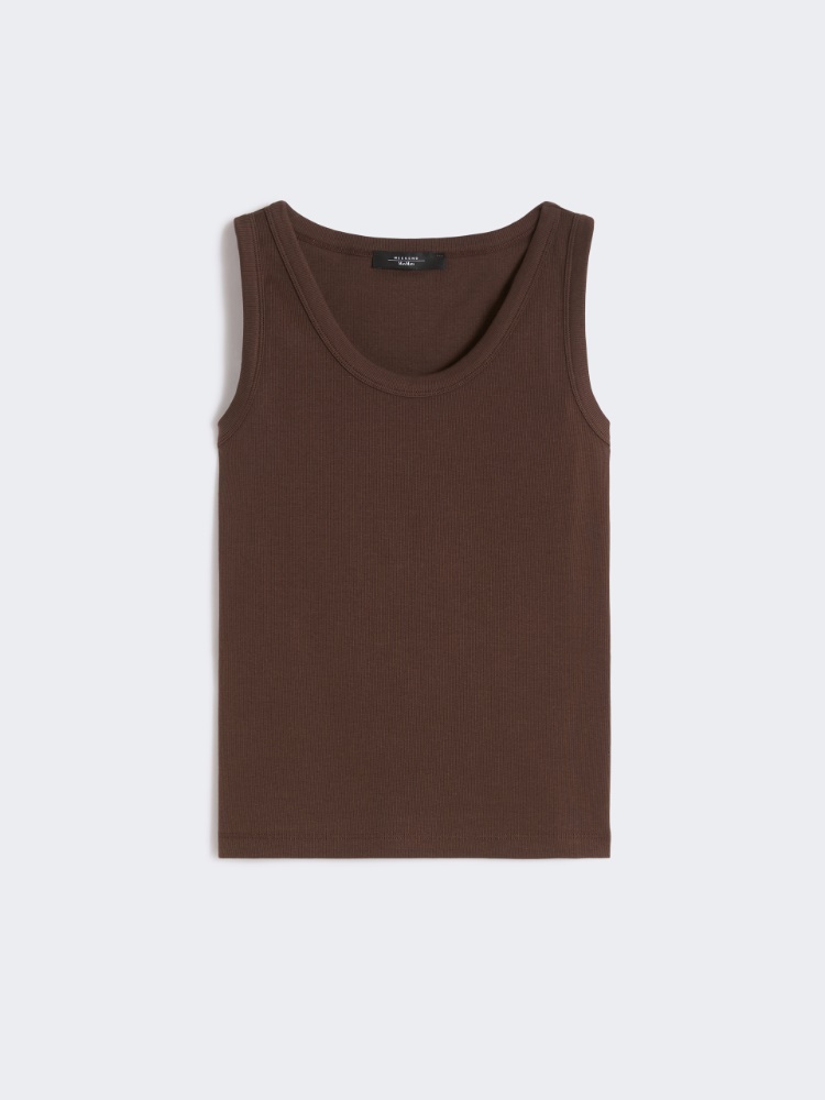 Stretch cotton top - CHOCOLATE - Max Mara