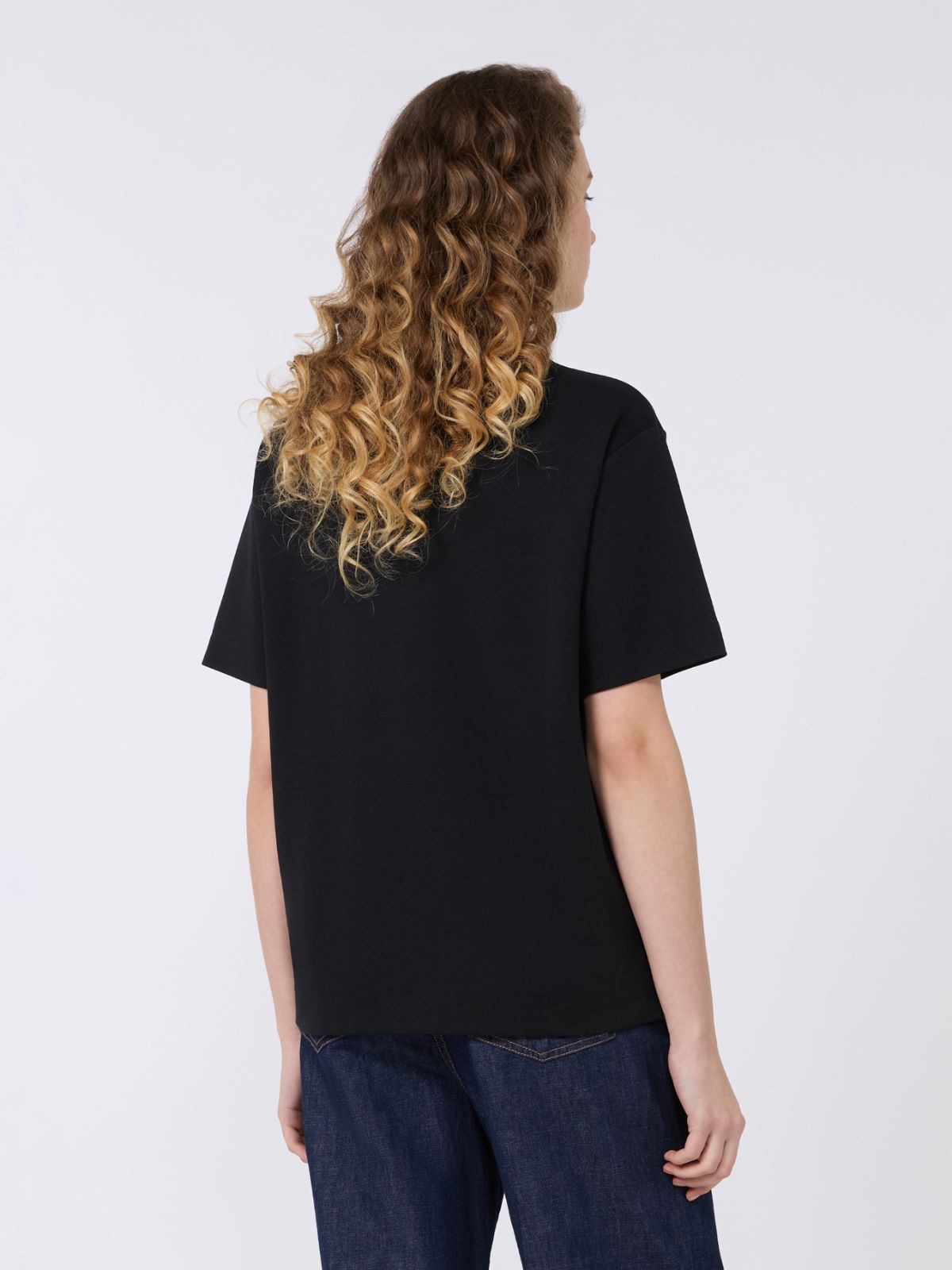 Cotton jersey boxy T-shirt - BLACK - Max Mara - 3