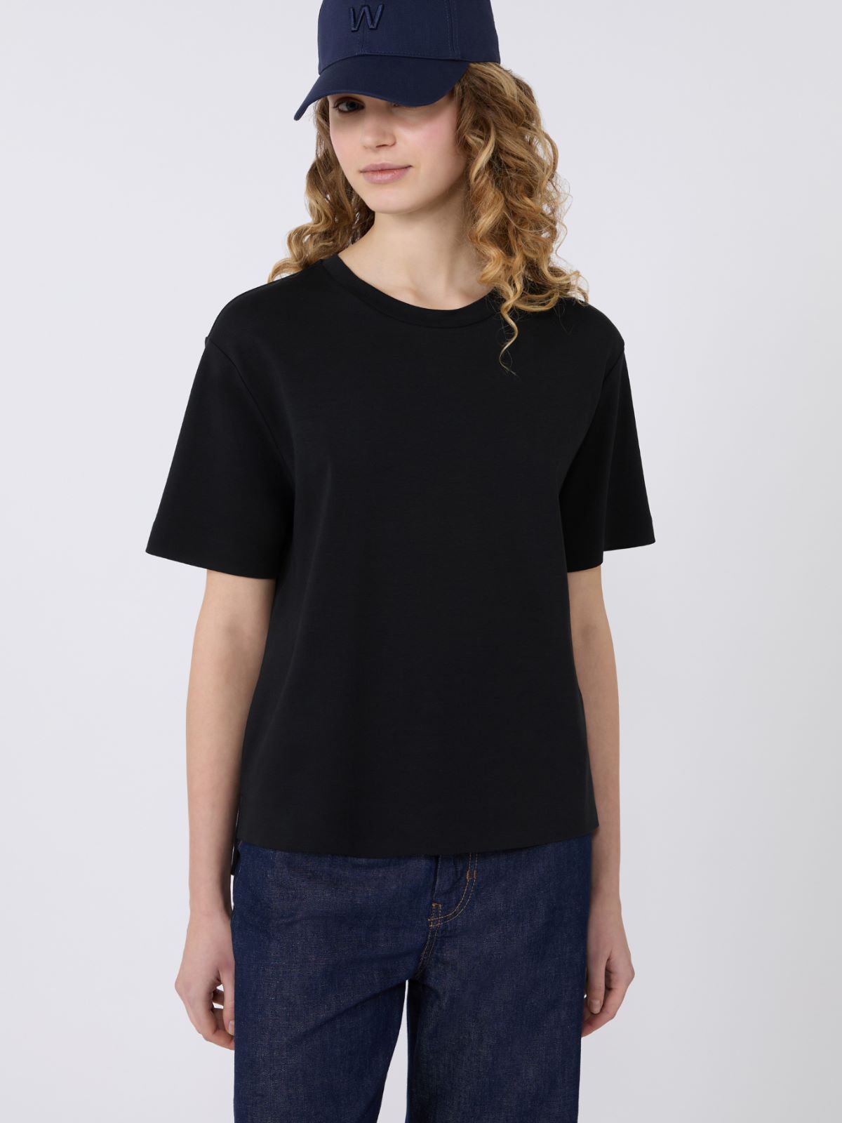 Cotton jersey boxy T-shirt - BLACK - Max Mara - 4