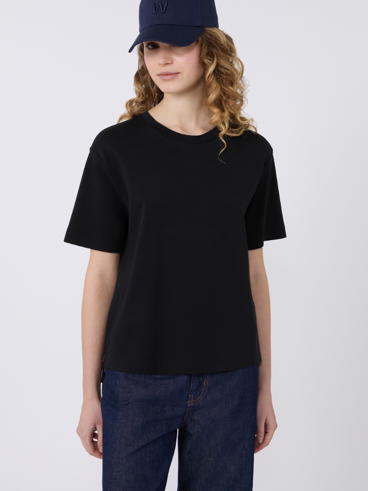 Cotton jersey boxy T-shirt - BLACK - Max Mara - 4