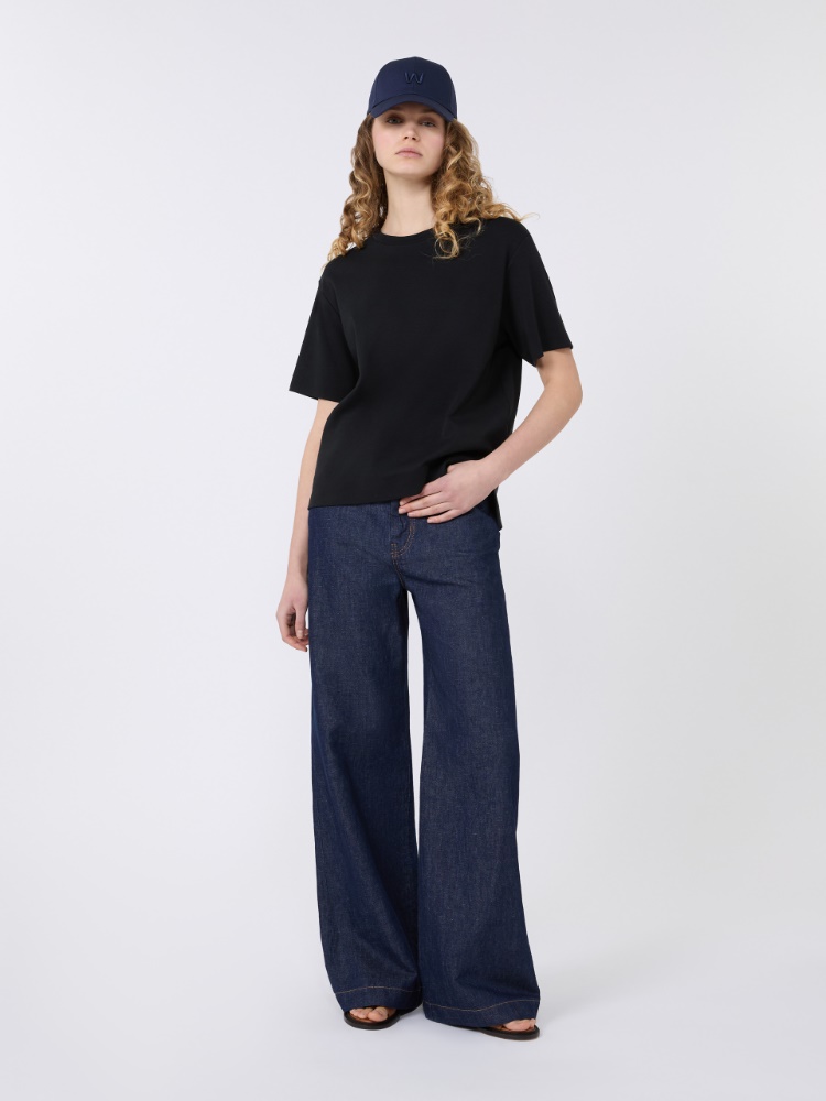 Cotton jersey boxy T-shirt - BLACK - Max Mara - 1