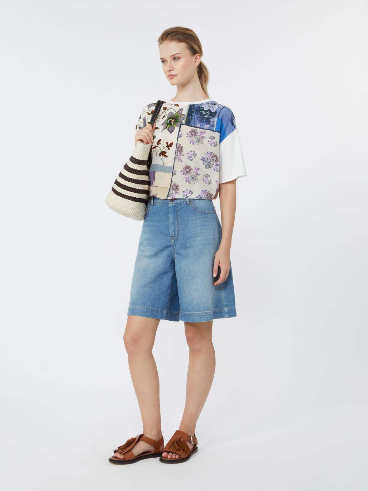 Printed silk and stretch cotton jersey T-shirt - MULTICOLOUR - Max Mara