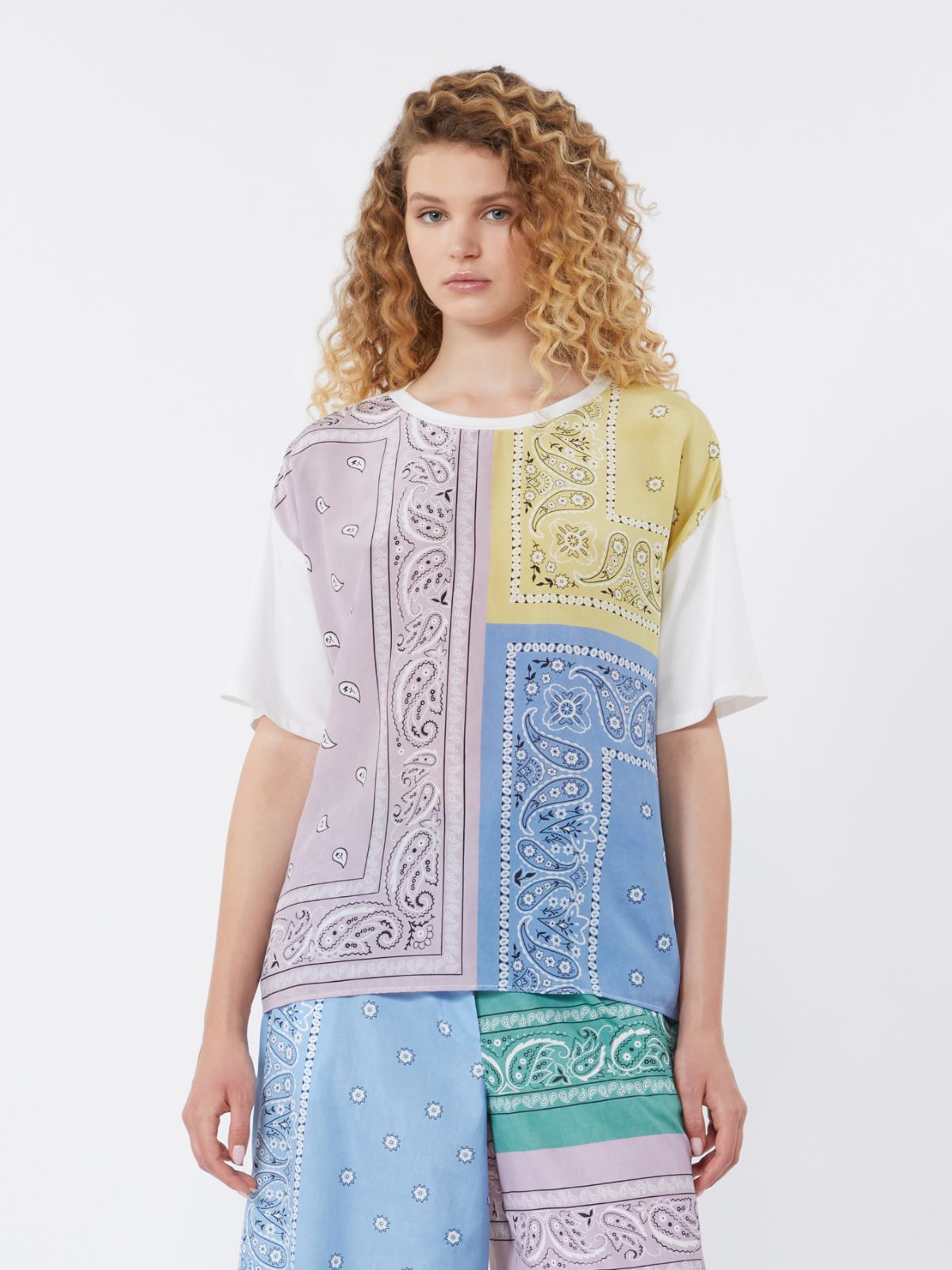 T-shirt in seta stampata e jersey di cotone stretch - MULTICOLOR - Max Mara - 2