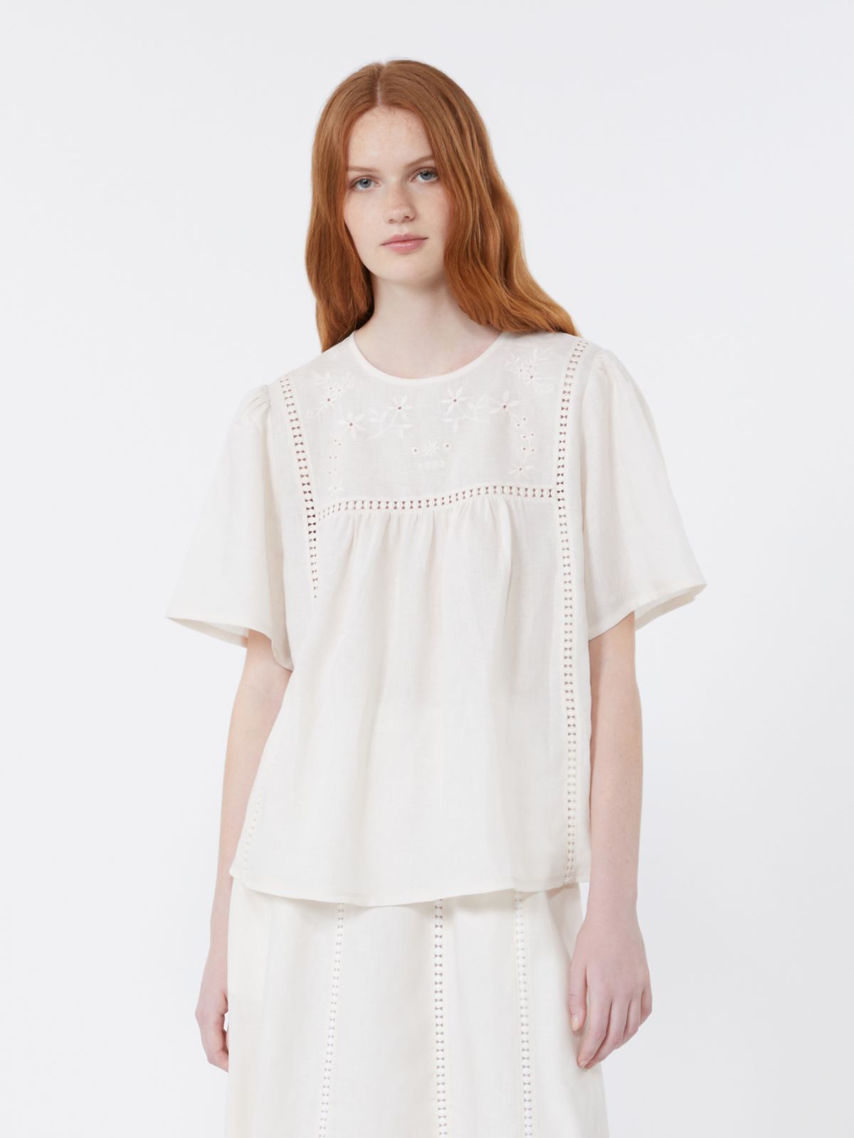 Oberteil aus Leinen und Stretch-Jersey - ECRU - Max Mara - 2