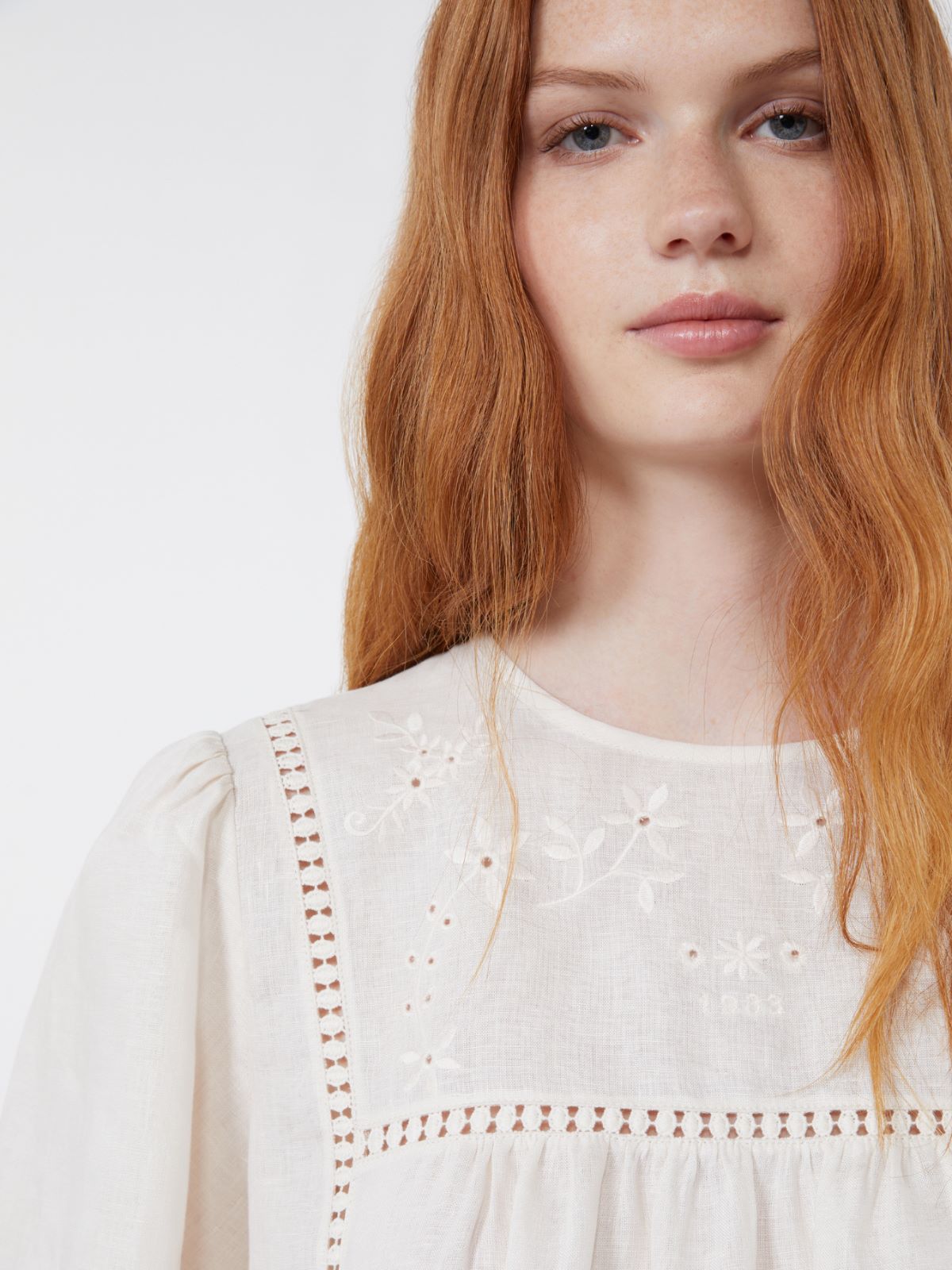 Oberteil aus Leinen und Stretch-Jersey - ECRU - Max Mara - 5