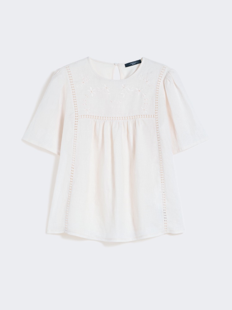 Oberteil aus Leinen und Stretch-Jersey - ECRU - Max Mara - 6