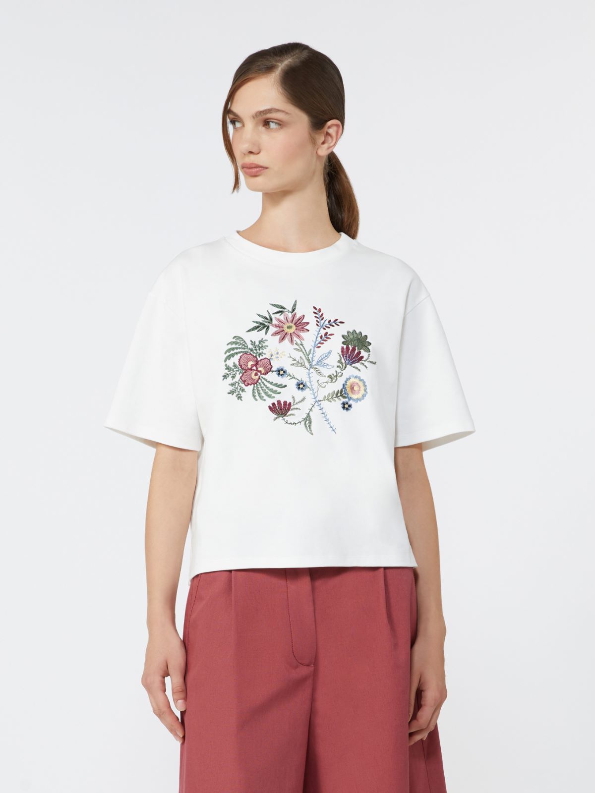 Printed cotton jersey T-shirt - WHITE - Max Mara - 2