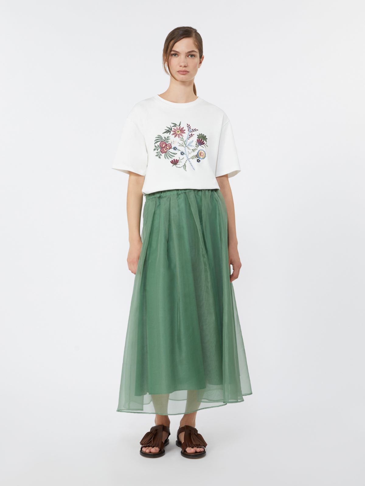 Printed cotton jersey T-shirt - WHITE - Max Mara