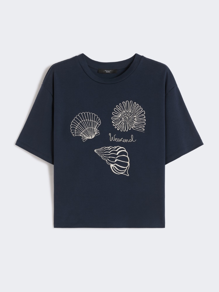 Printed cotton jersey T-shirt - NAVY - Max Mara
