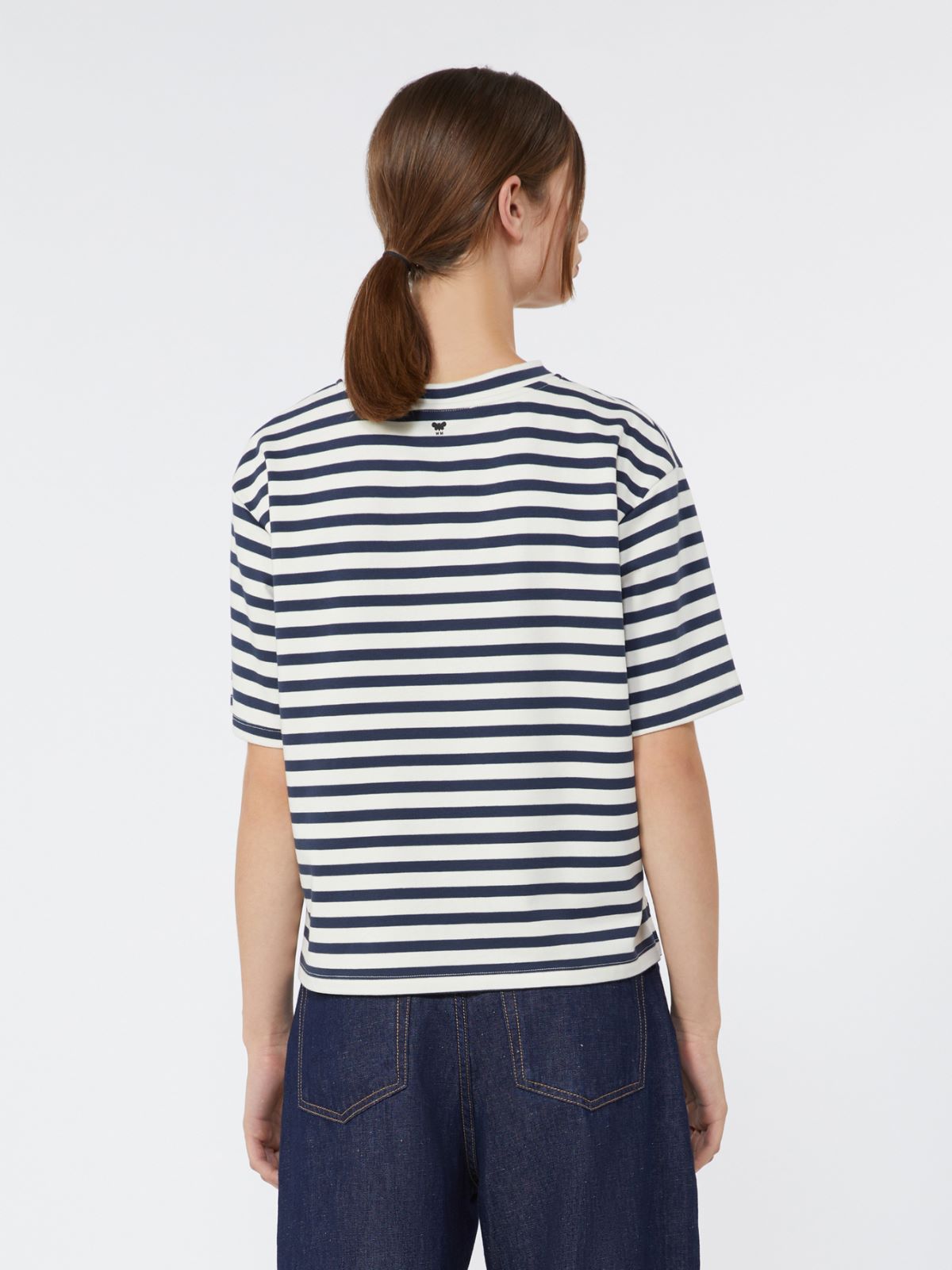 Printed cotton jersey T-shirt - NAVY - Max Mara - 3