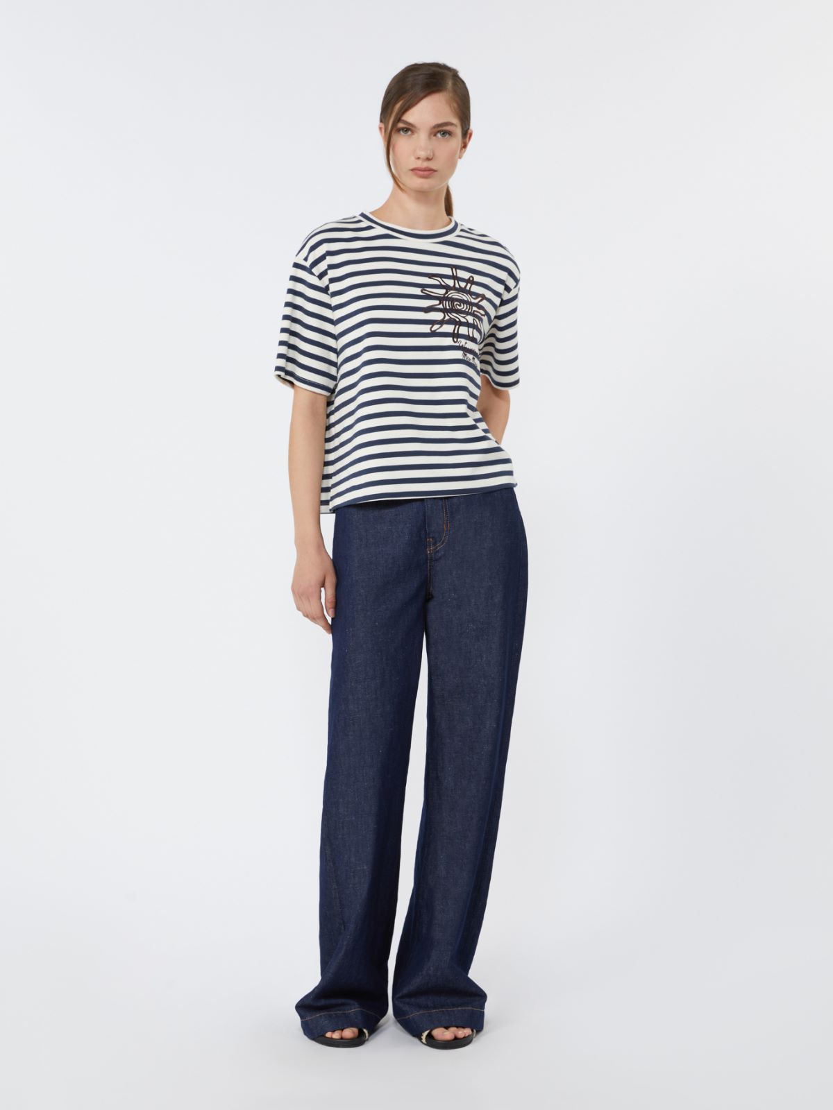 Printed cotton jersey T-shirt + NAVY - Max Mara