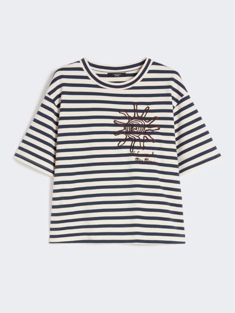 Printed cotton jersey T-shirt - NAVY - Max Mara