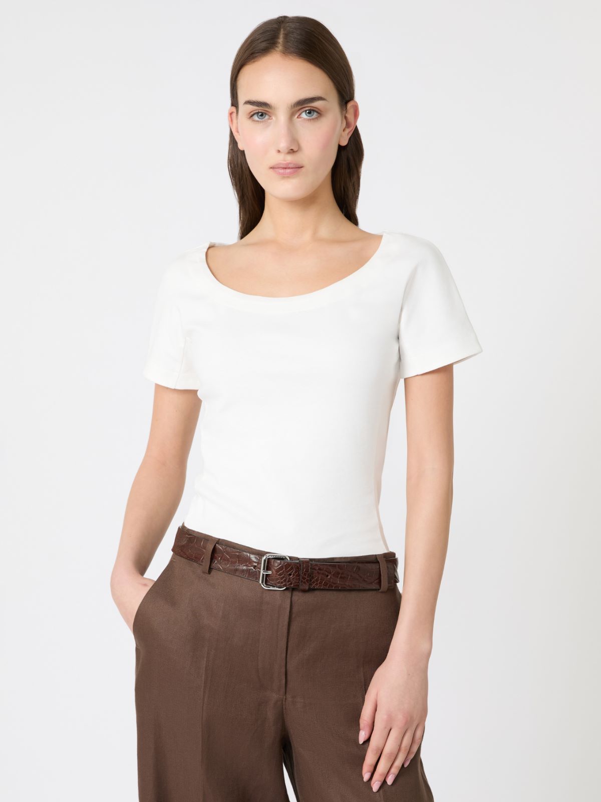 Fitted jersey top - WHITE - Max Mara - 4