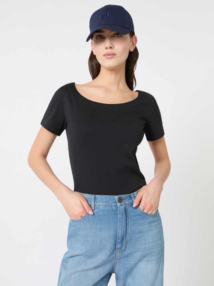 Fitted jersey top - BLACK - Max Mara - 4