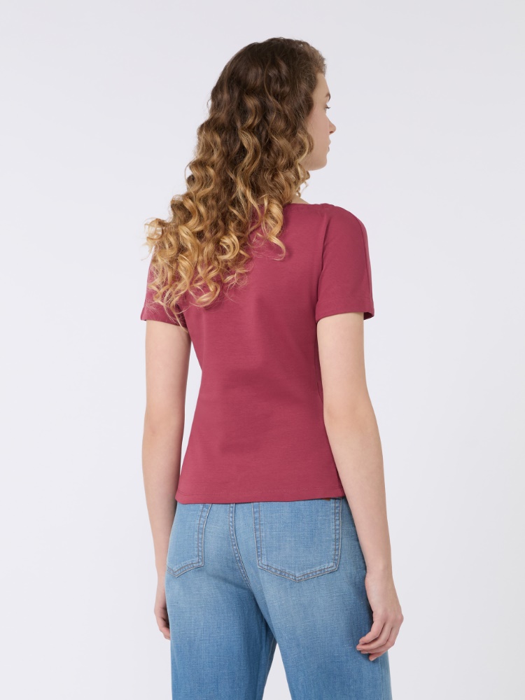Fitted jersey top - CHERRY - Max Mara - 3