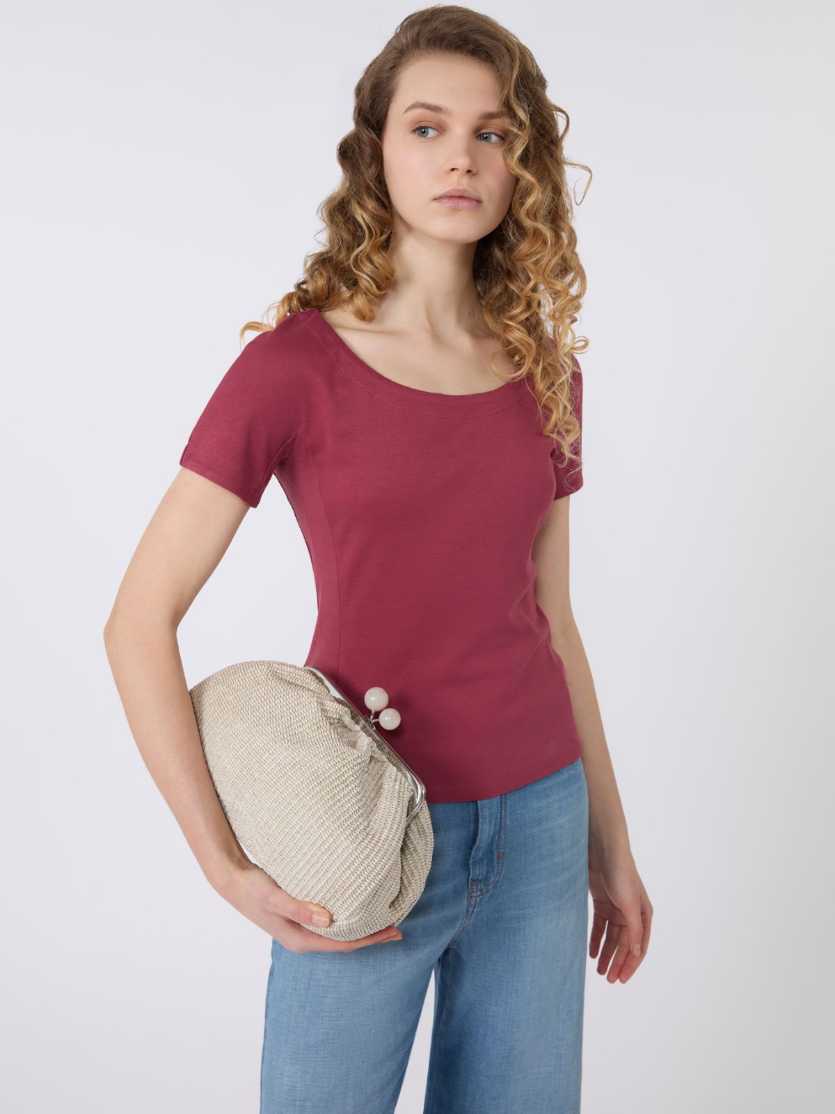Fitted jersey top - CHERRY - Max Mara - 4