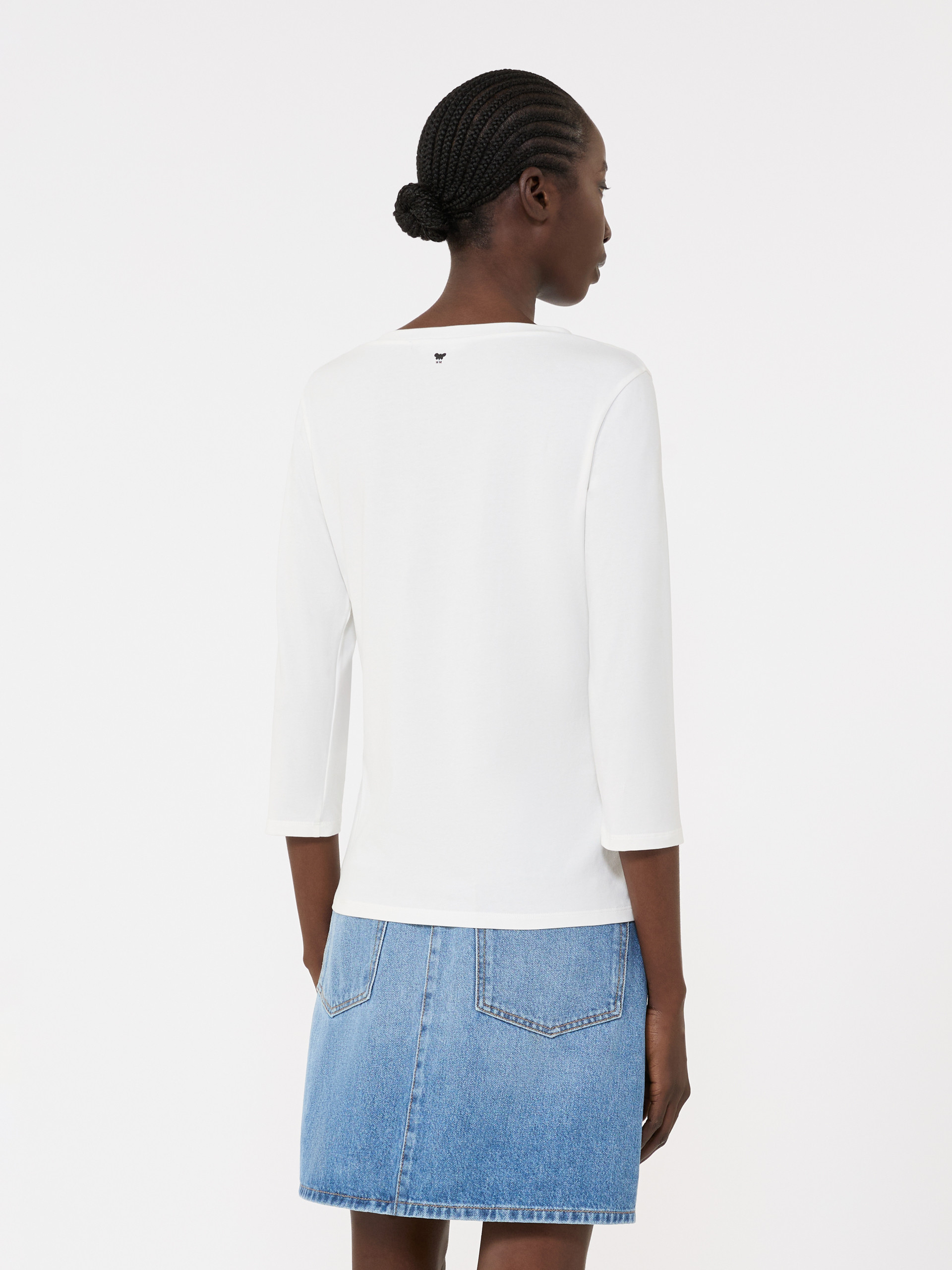T-shirt en coton stretch - BLANC - Max Mara - 3