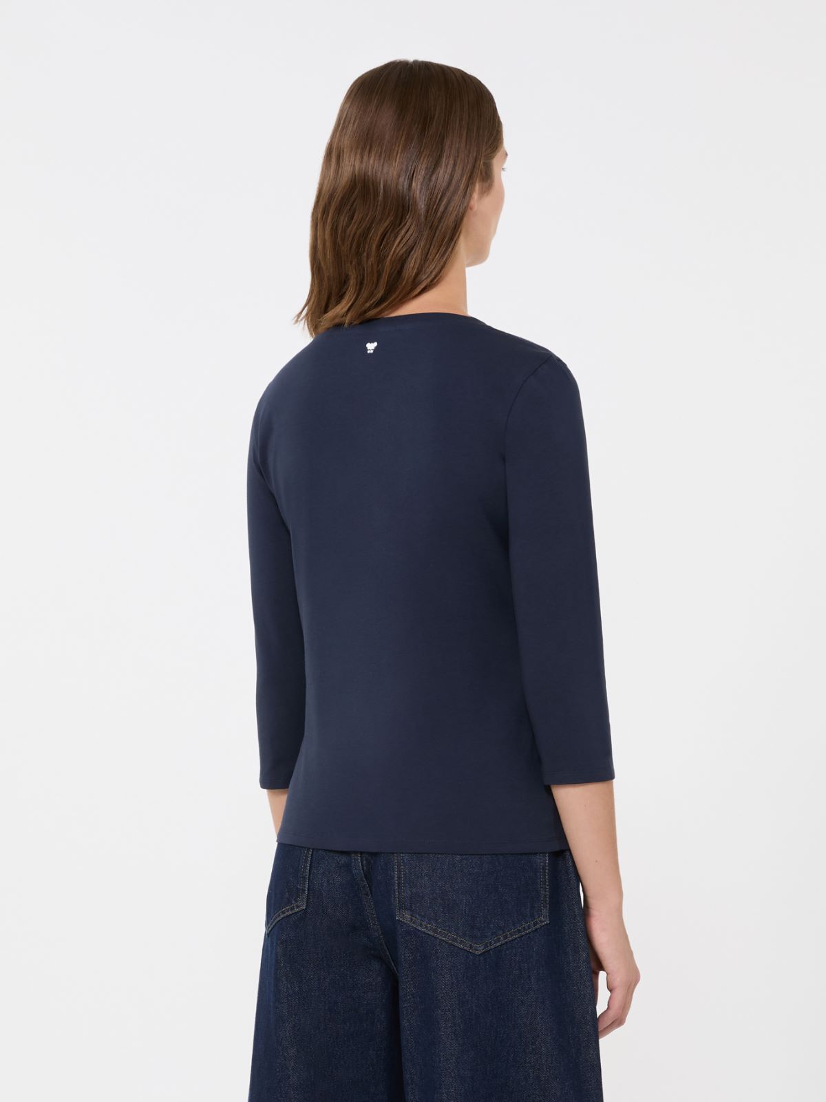 Stretch cotton T-shirt - NAVY - Max Mara - 5