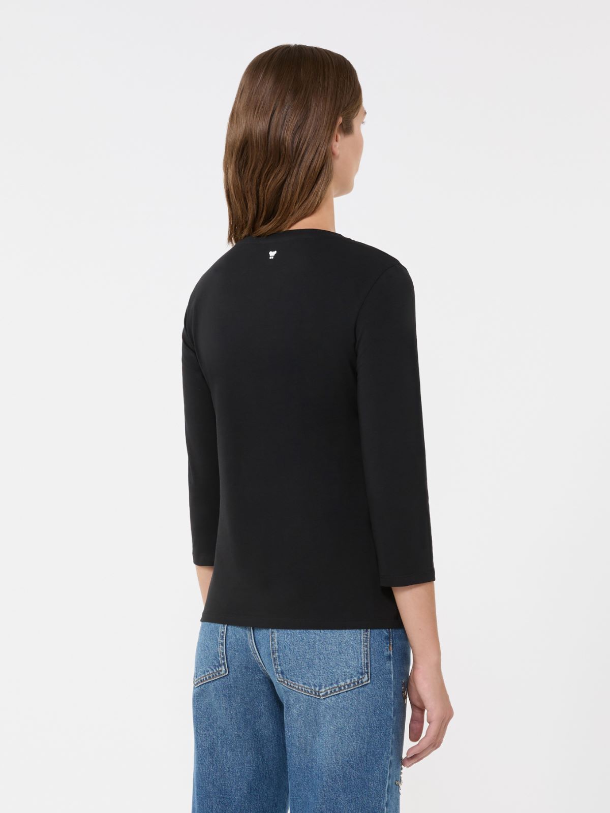 Stretch cotton T-shirt - BLACK - Max Mara - 5