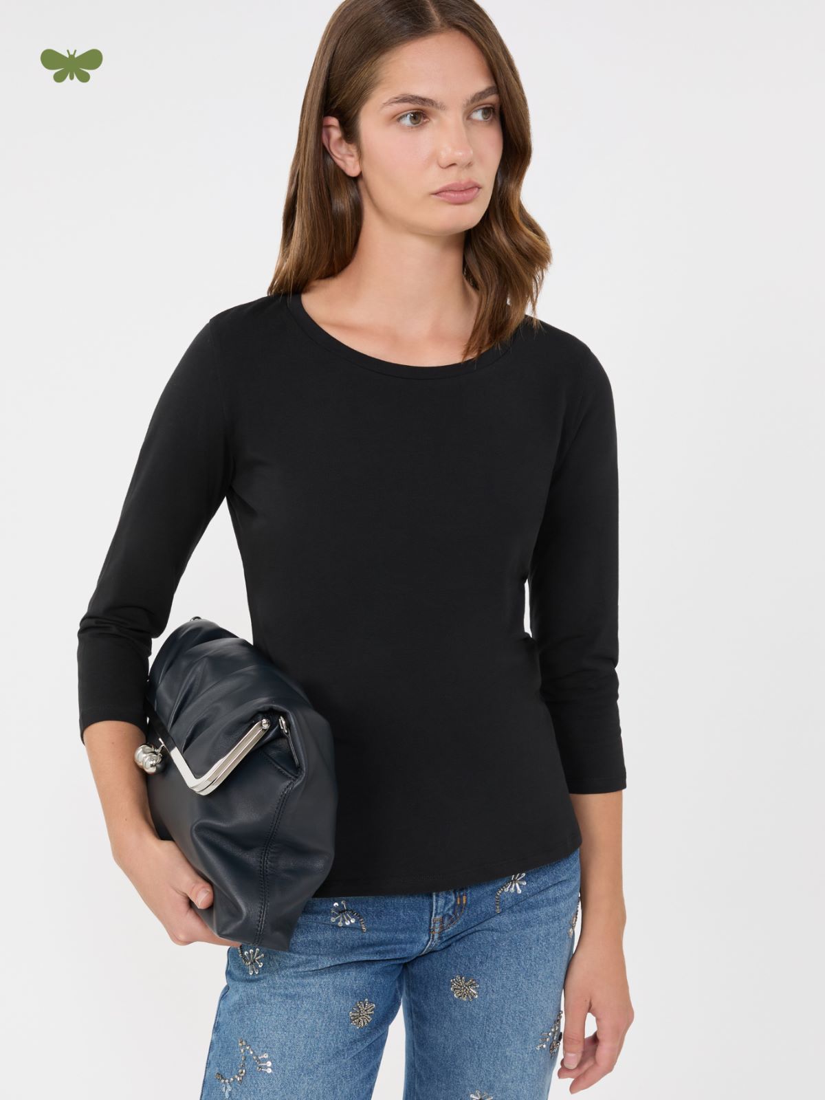 Stretch cotton T-shirt - BLACK - Max Mara - 5