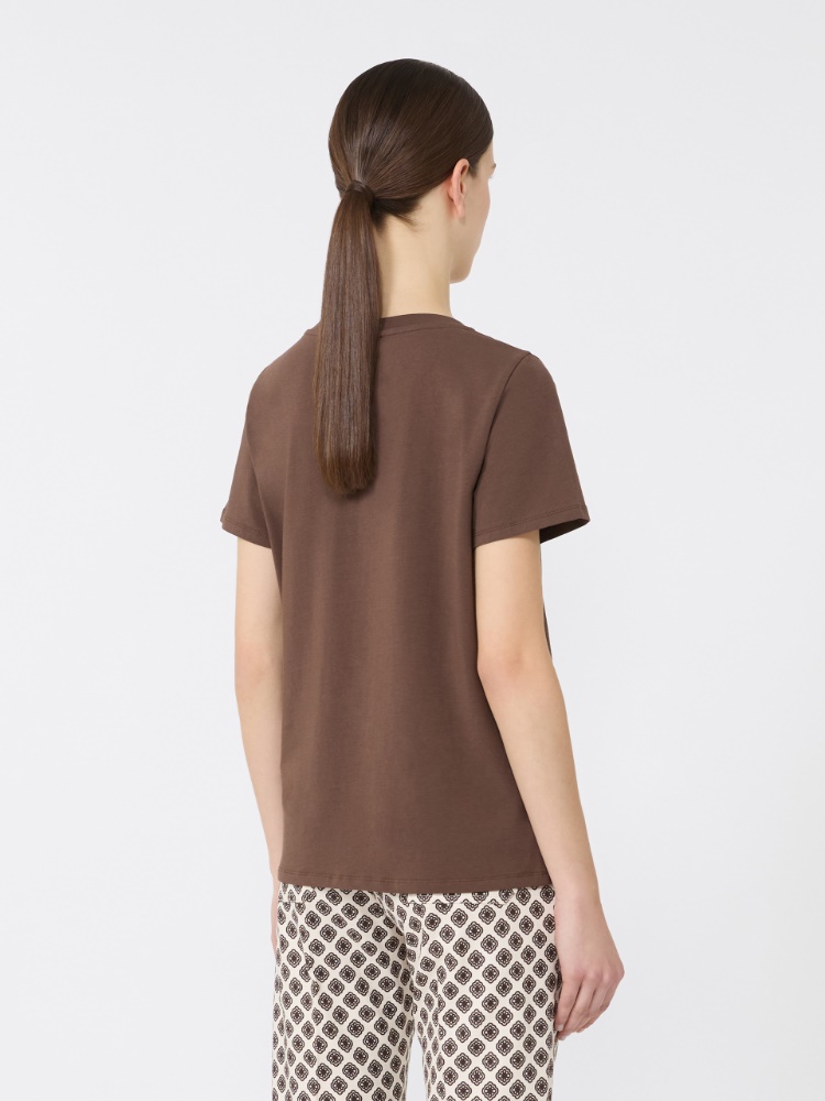 Stretch jersey basic T-shirt - CHOCOLATE - 3