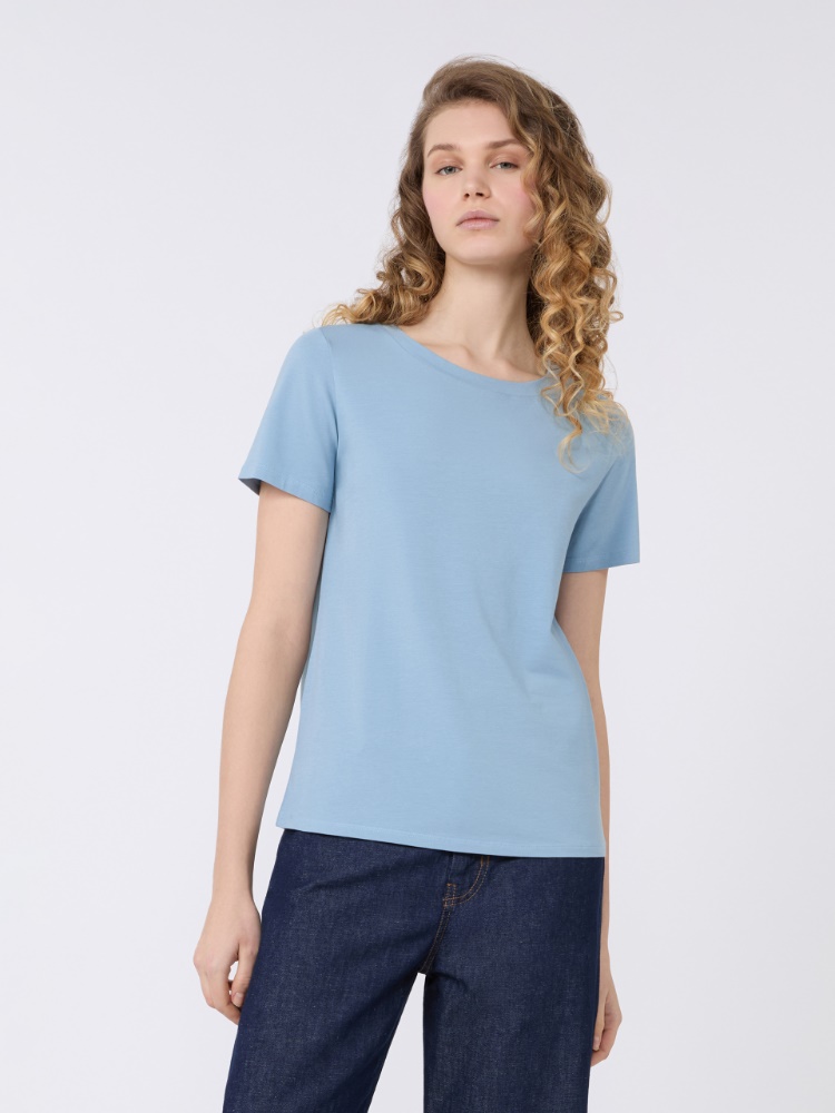 Stretch jersey basic T-shirt - LIGHT BLUE - Max Mara - 2