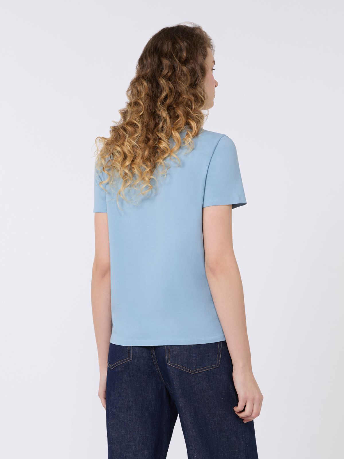 Stretch jersey basic T-shirt - LIGHT BLUE - Max Mara - 3
